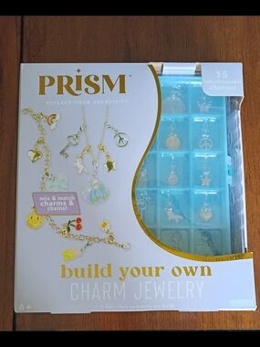 PRISM Gold Charm Bracelet Set with Blue Storage Tray - New In Box